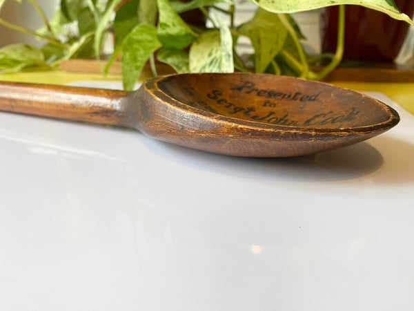 Rare Antique 19th Century Victorian Military Wooden Treen Spoon Award 1884 - Source Vintage