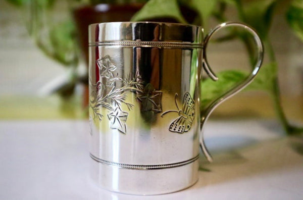 Antique Victorian Sterling Silver Christening Mug Sheffield 1890 - Source Vintage