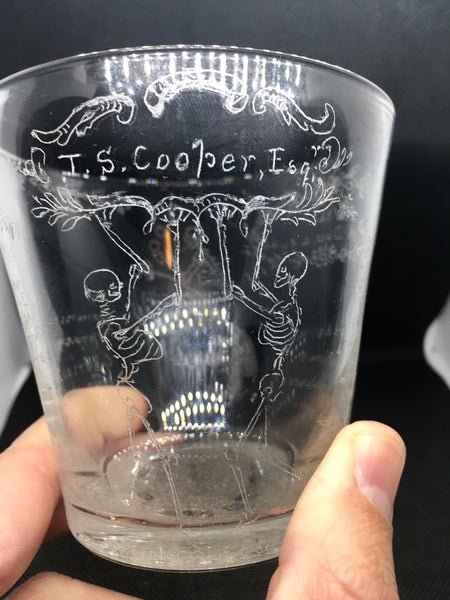 A Rare One-Off Victorian Tumbler Etched By Renowned Naturalist & Artist William Pennington Cocks 1842 - Source Vintage